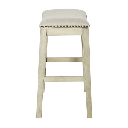 Tabouret de bar OSP Home Furnishings Metro Antique White and Beige, rembourré, 24 pouces (ensemble de 2)
