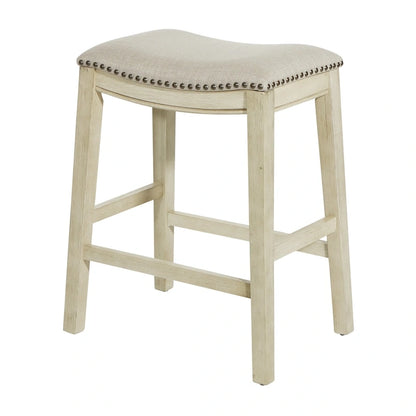 Tabouret de bar OSP Home Furnishings Metro Antique White and Beige, rembourré, 24 pouces (ensemble de 2)