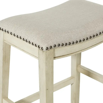 Tabouret de bar OSP Home Furnishings Metro Antique White and Beige, rembourré, 24 pouces (ensemble de 2)