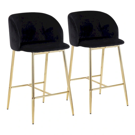 Tabouret de comptoir en velours Silver Orchid Harding (lot de 2)
