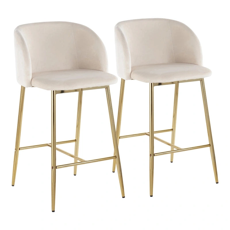 Tabouret de comptoir en velours Silver Orchid Harding (lot de 2)