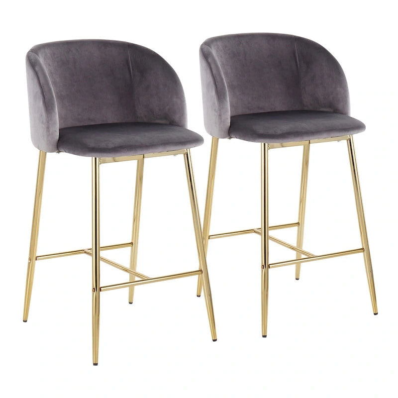 Tabouret de comptoir en velours Silver Orchid Harding (lot de 2)