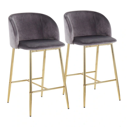 Tabouret de comptoir en velours Silver Orchid Harding (lot de 2)