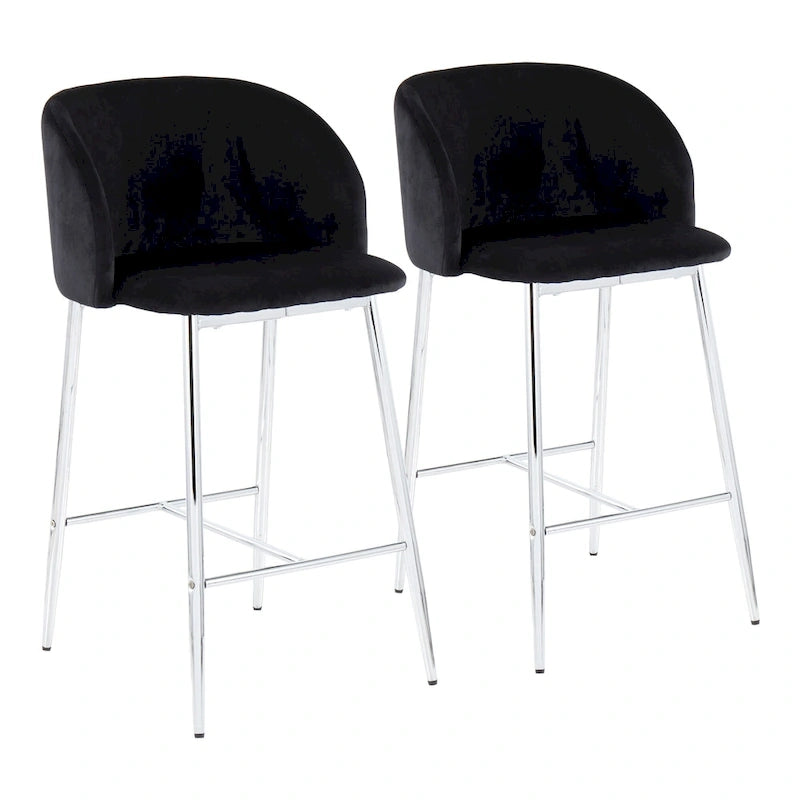 Tabouret de comptoir en velours Silver Orchid Harding (lot de 2)