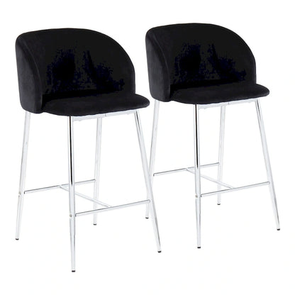 Tabouret de comptoir en velours Silver Orchid Harding (lot de 2)