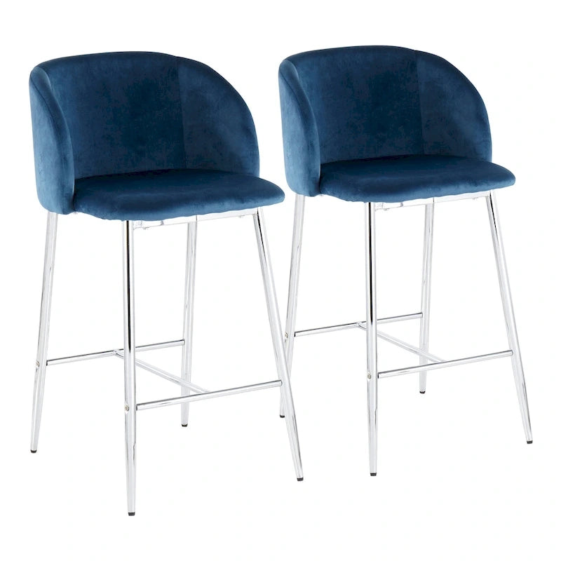 Tabouret de comptoir en velours Silver Orchid Harding (lot de 2)