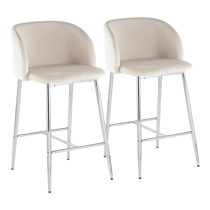 Tabouret de comptoir en velours Silver Orchid Harding (lot de 2)