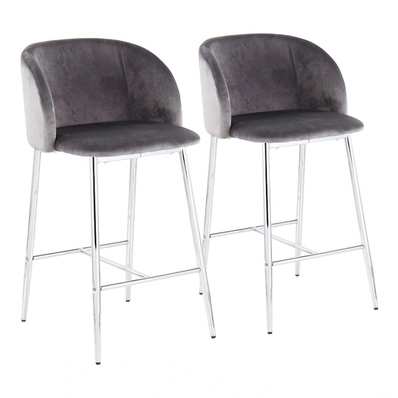 Tabouret de comptoir en velours Silver Orchid Harding (lot de 2)