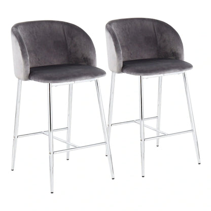 Tabouret de comptoir en velours Silver Orchid Harding (lot de 2)
