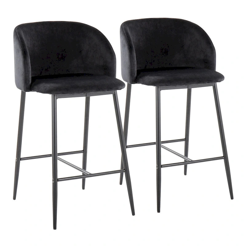 Tabouret de comptoir en velours Silver Orchid Harding (lot de 2)