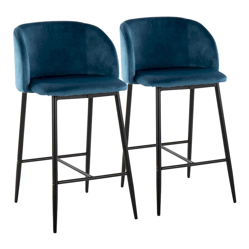 Tabouret de comptoir en velours Silver Orchid Harding (lot de 2)