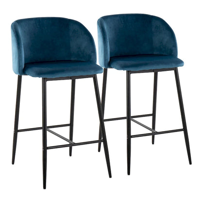 Tabouret de comptoir en velours Silver Orchid Harding (lot de 2)