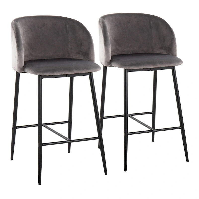 Tabouret de comptoir en velours Silver Orchid Harding (lot de 2)