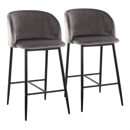 Tabouret de comptoir en velours Silver Orchid Harding (lot de 2)