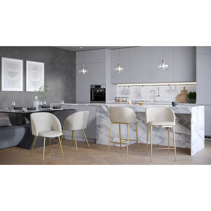 Tabouret de comptoir en velours Silver Orchid Harding (lot de 2)