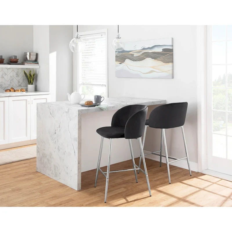 Tabouret de comptoir en velours Silver Orchid Harding (lot de 2)