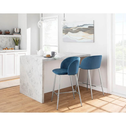 Tabouret de comptoir en velours Silver Orchid Harding (lot de 2)