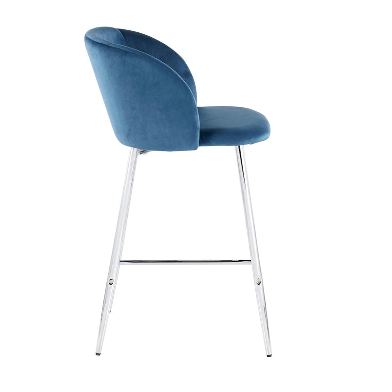 Tabouret de comptoir en velours Silver Orchid Harding (lot de 2)