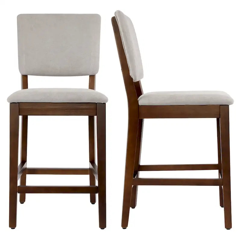 Tabourets de bar rembourrés de style campagnard, hauteur comptoir, avec dossier, lot de 2