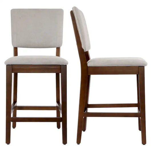 Tabourets de bar rembourrés de style campagnard, hauteur comptoir, avec dossier, lot de 2