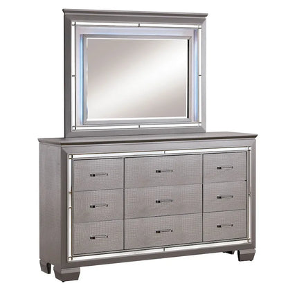 Commode contemporaine en bois à 9 tiroirs et miroir Ruff Crocodile (2 pièces) par Furniture of America