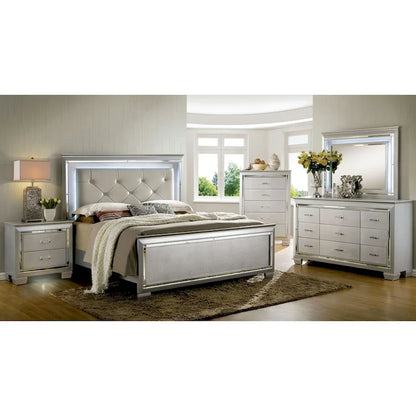 Commode contemporaine en bois à 9 tiroirs et miroir Ruff Crocodile (2 pièces) par Furniture of America