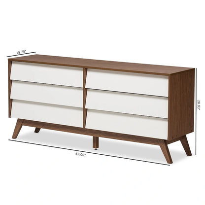 Commode blanche et brune de style Mid-Century par Baxton Studio
