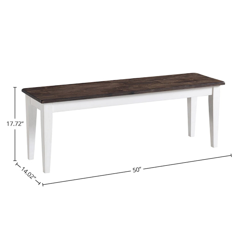 Banc Kona gris et blanc sans dossier avec assise en bois