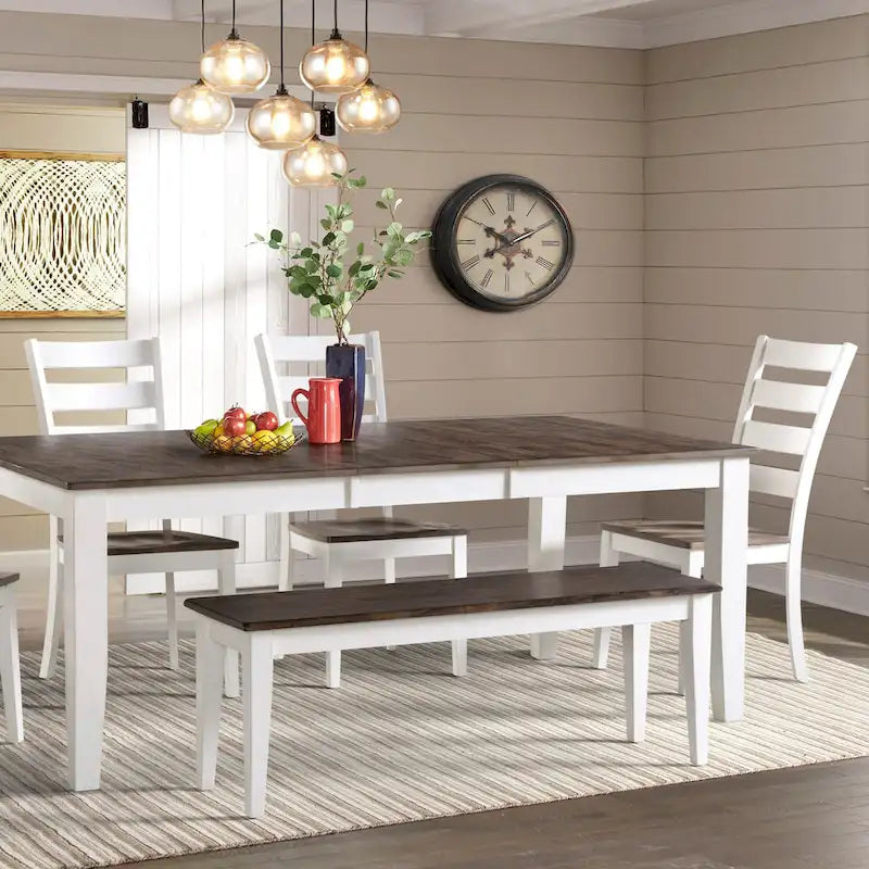 Banc Kona gris et blanc sans dossier avec assise en bois
