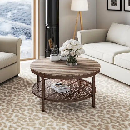 Table basse ronde Lotus Home 36 pouces avec rangement - 36 x 36 x 18 pouces
