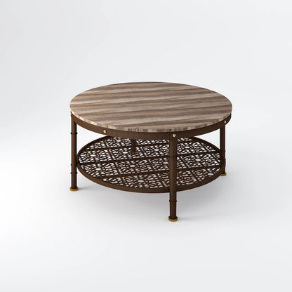 Table basse ronde Lotus Home 36 pouces avec rangement - 36 x 36 x 18 pouces