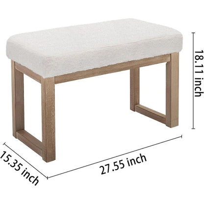 Pouf rectangulaire blanc de 68,5 cm de large, aspect velours, blanc