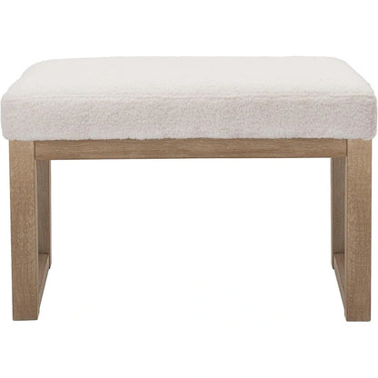 Pouf rectangulaire blanc de 68,5 cm de large, aspect velours, blanc