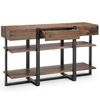 Table console Prescott moderne rustique en bois recyclé finition miel