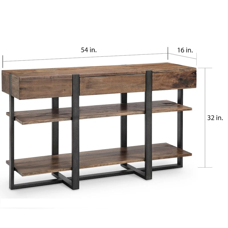 Table console Prescott moderne rustique en bois recyclé finition miel