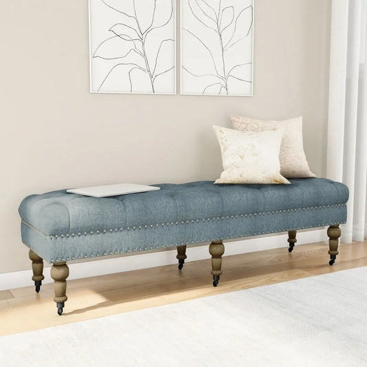 Banc capitonné bleu clair Copper Grove Pereiaslav de 157 cm