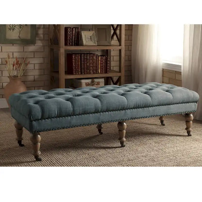 Banc capitonné bleu clair Copper Grove Pereiaslav de 157 cm