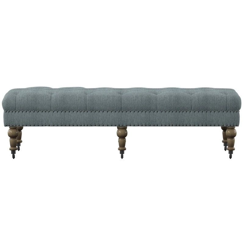 Banc capitonné bleu clair Copper Grove Pereiaslav de 157 cm