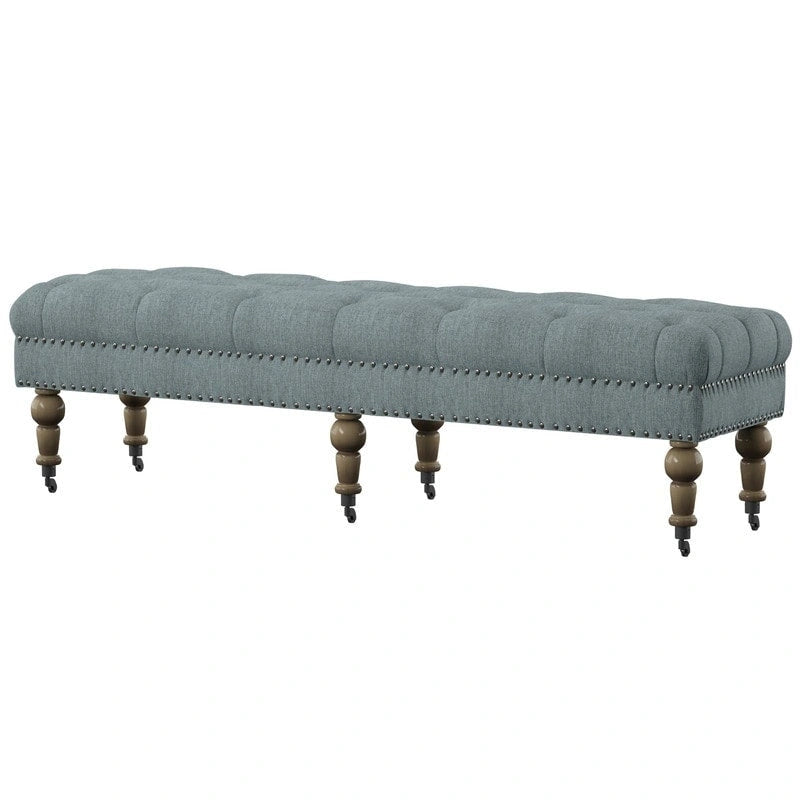 Banc capitonné bleu clair Copper Grove Pereiaslav de 157 cm