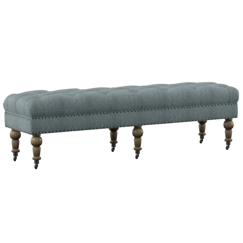 Banc capitonné bleu clair Copper Grove Pereiaslav de 157 cm