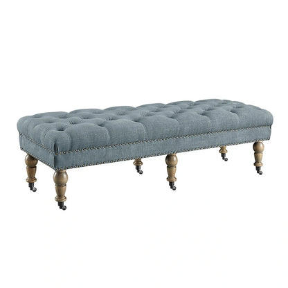 Banc capitonné bleu clair Copper Grove Pereiaslav de 157 cm