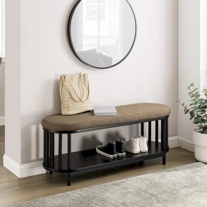 Banc de rangement Middlebrook Scandi avec plateau rembourré et étagère inférieure