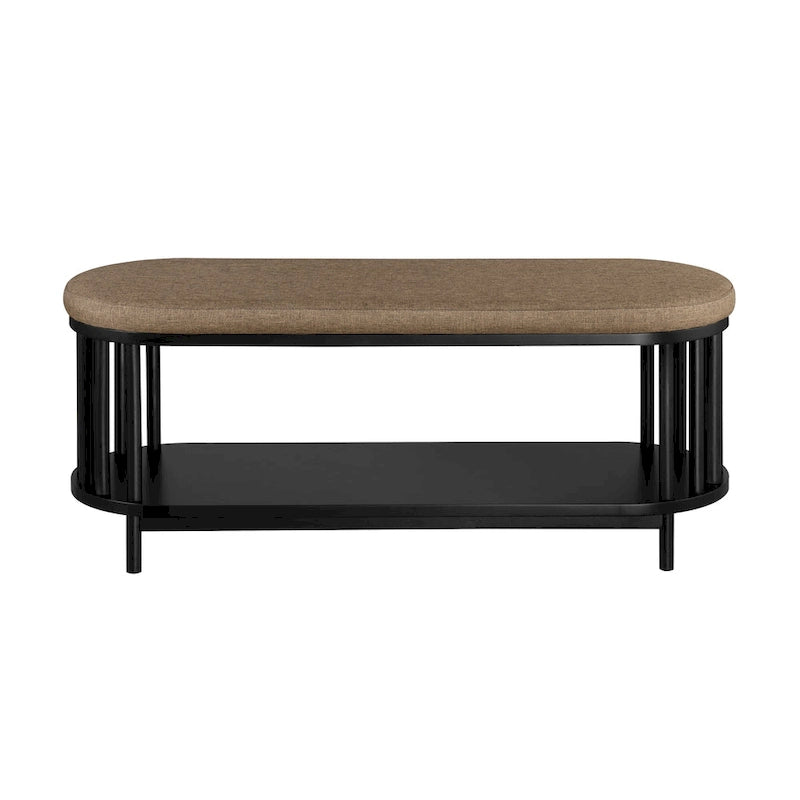 Banc de rangement Middlebrook Scandi avec plateau rembourré et étagère inférieure