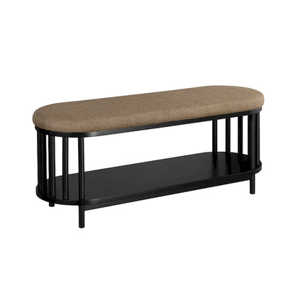 Banc de rangement Middlebrook Scandi avec plateau rembourré et étagère inférieure