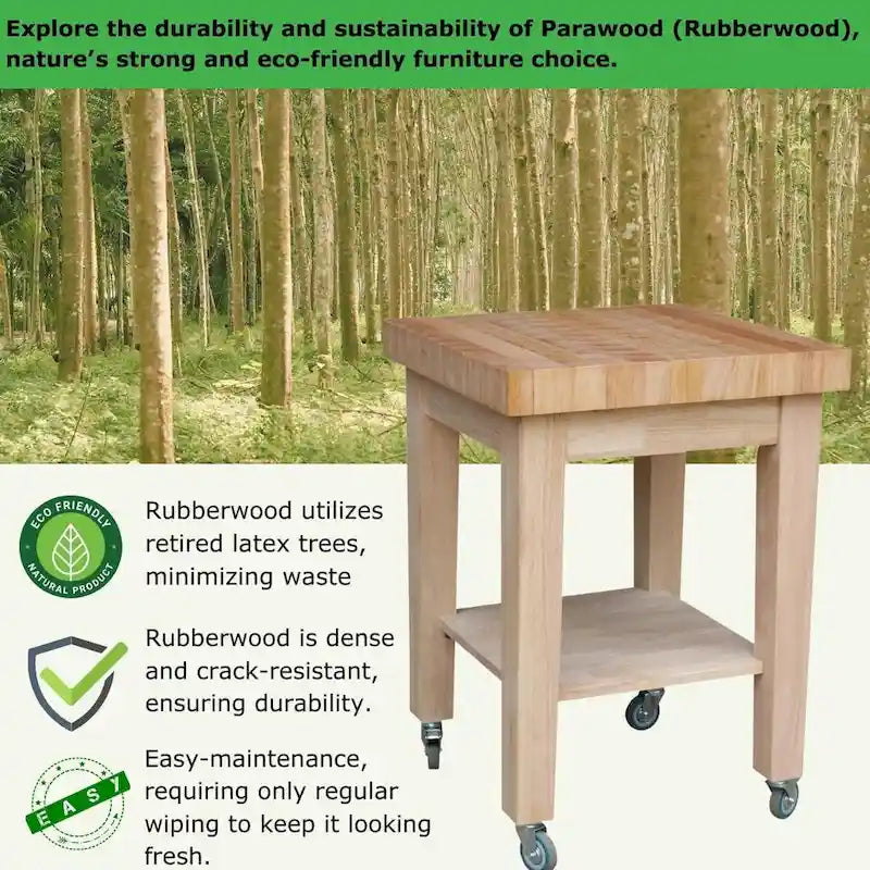 Îlot de cuisine en bois d'hévéa massif non fini Copper Grove Lakeland