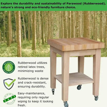 Îlot de cuisine en bois d'hévéa massif non fini Copper Grove Lakeland