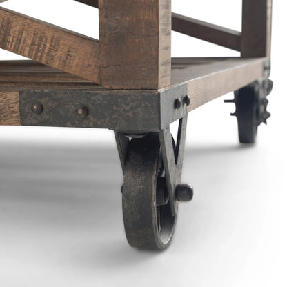 Table basse carrée industrielle WYNDENHALL Barrie en bois de manguier massif et métal, 81 cm de large, finition brun foncé vieilli - 81 x 81 x 46 cm