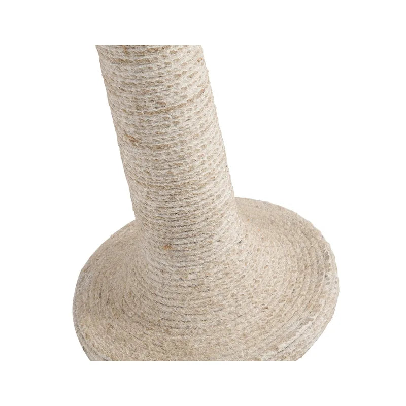 Table d'appoint ronde Abbott en bois massif blanchi, avec piètement recouvert de corde de jute