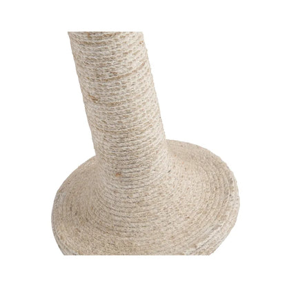 Table d'appoint ronde Abbott en bois massif blanchi, avec piètement recouvert de corde de jute