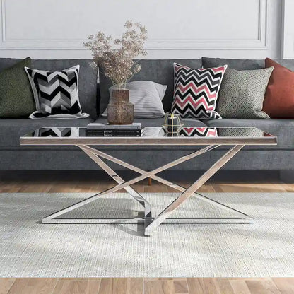 Table basse Marchat Glam Chrome 47 pouces avec plateau miroir, par Furniture of America